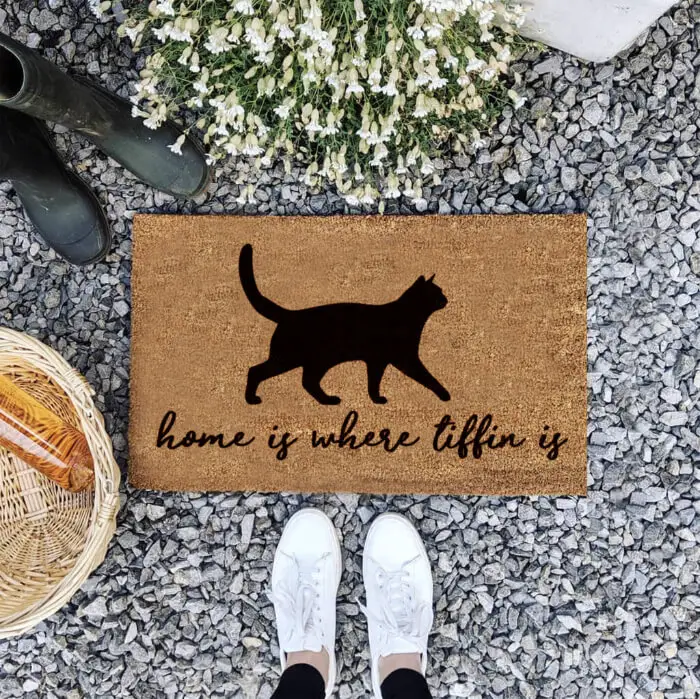home is where the cat is doormat